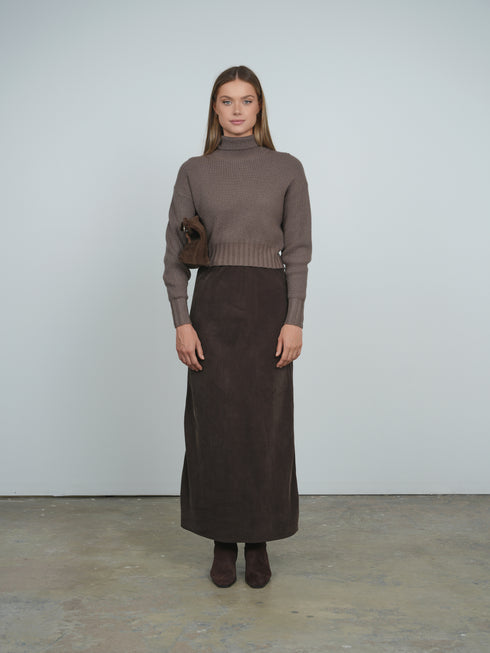 Point Chunky Knit Crew Sweater in Glacier